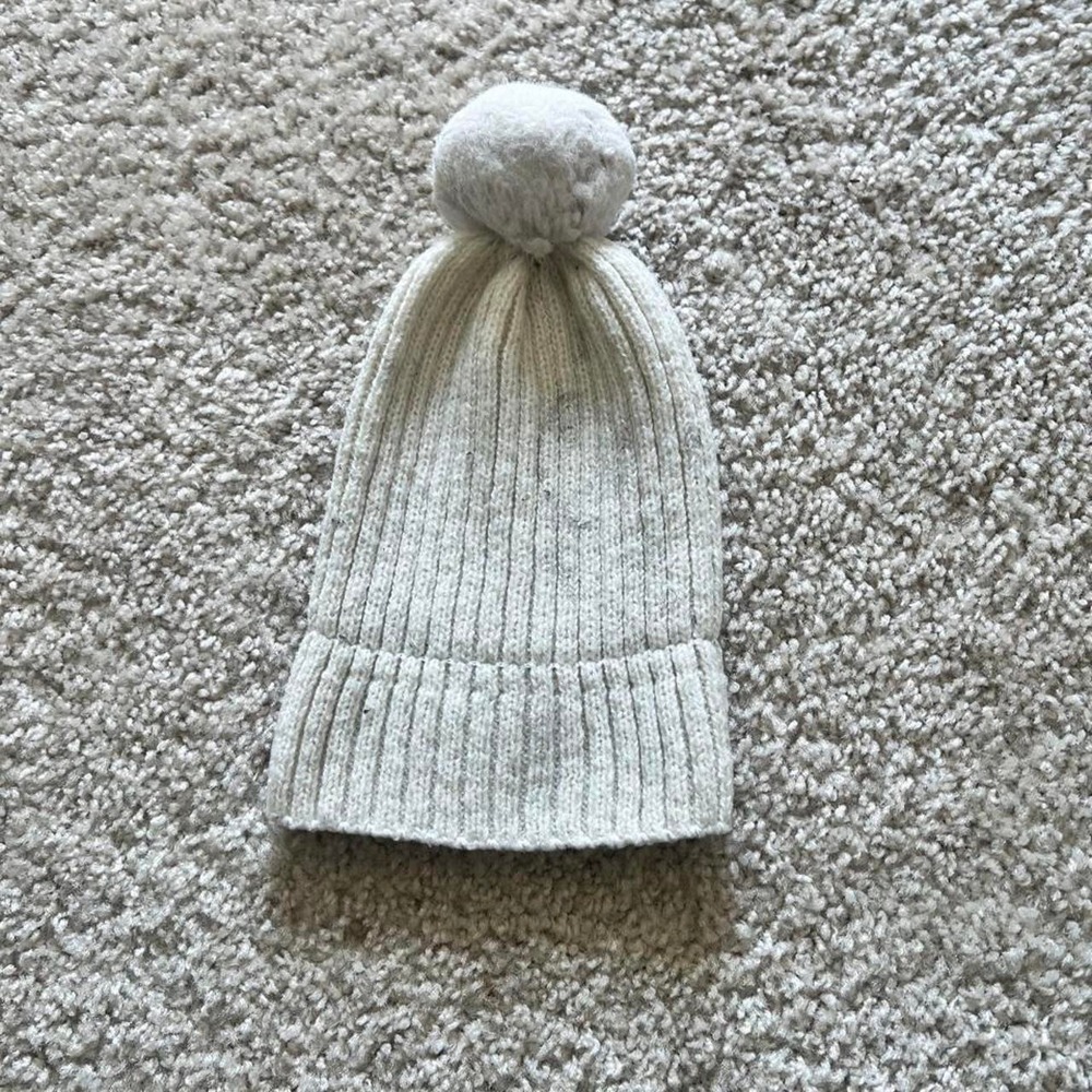 white beenie with pom